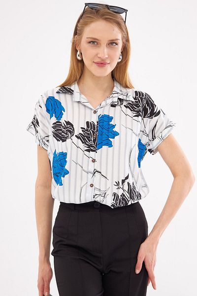 armonika Cămașă pentru femei cu model Saks - mânecă scurtă, ARM-22Y001052