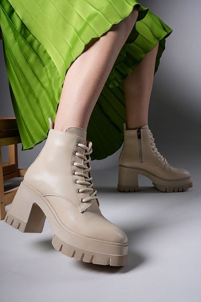 Riccon Nvanor Γυναικείες μπότες με τακούνι 0012504 Beige Skin