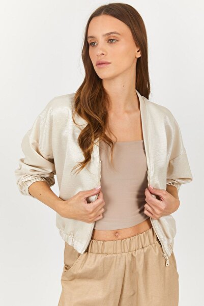 armonika Ženska krem jakna bomber sa V-izrezom i elastičnim strukom Arm-23y00...
