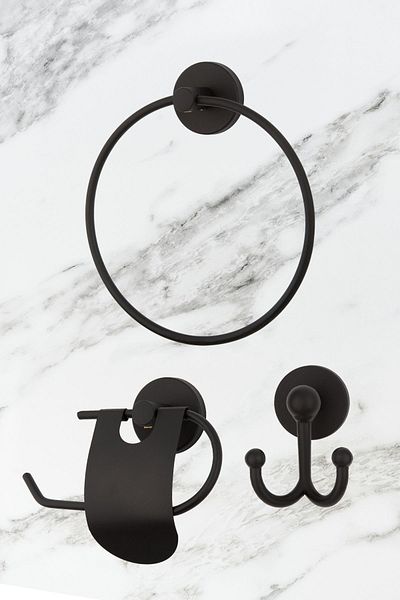 UG Home Ανοξείδωτη θήκη για πετσέτες μαύρου δακτυλίου / θήκη για χαρτοπετσέτα με στενό κάλυμμα / Σετ μπάνιου με κρεμάστρα για πιρούνι