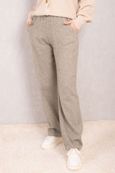 armonika Women's Khaki Elastic Waist Pocket Wide Leg Trousers ARM-24K001047