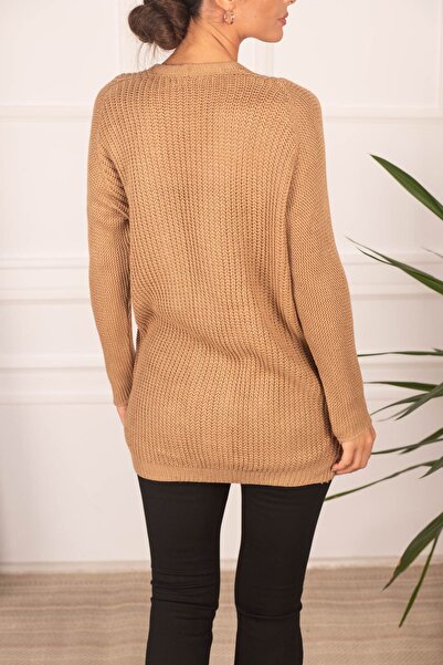 armonika Women's Light Brown Thessaloniki Knitted Cardigan ARM-24K069002