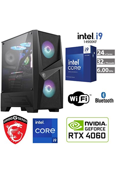 MSI 8 GB RTX 4060 –GAMİNG PC DDR5- İNTEL İ9 14900KF- 32 GB DDR5 RAM – 1 TB M.2 SSD – SIVI uyumlu