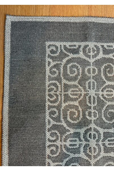 Özlü Home Patiska Yıkanabilir Kaymaz Dekoratif Spiral Desen Pamuk Bukle Kilim