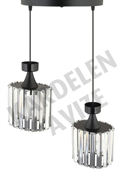 Kraliçe Luxury Chandelier - Black 2-Piece Pendant Lamp Crystal Stone