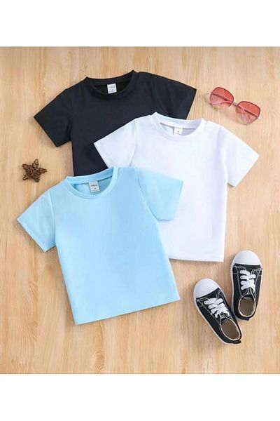 DAXİS Sportwear Company Set de 3 tricouri cu gât crew pentru băieți și fete