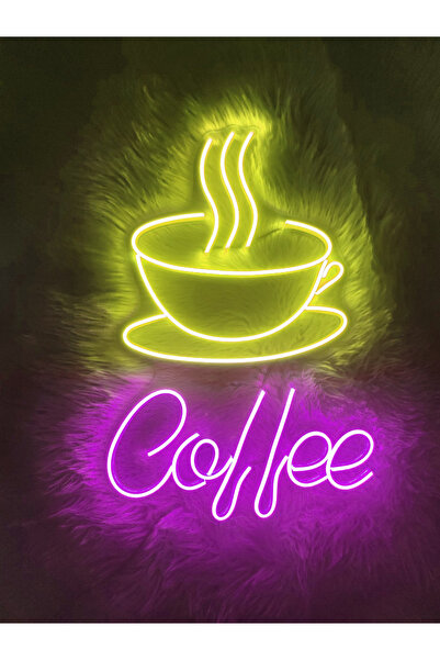 dekoraven Coffee Neon Led Tabela Neon Dekoratif Duvar Aydınlatması(50x35cm)