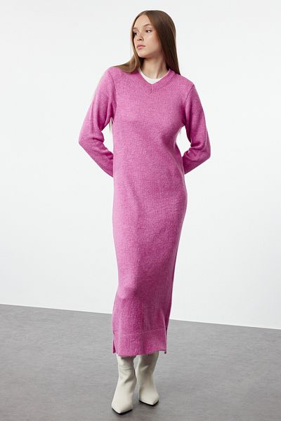 Trendyol Modest Απαλό ροζ πλεκτό φόρεμα - TCTAW25EB00067