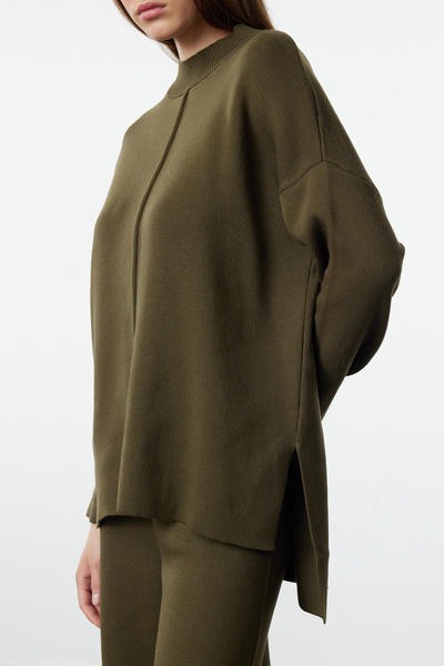 Trendyol Modest Khaki Knitwear Sweater and Trousers Set - TCTAW25US00048