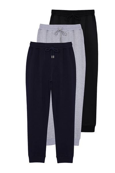 Trendyol Collection 3 Πακέτα Φούτερ Μαύρο-Ναυτικό-Γκρι μελανζέ 100% βαμβάκι - TMNAW25EA00016