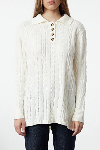 Trendyol Modest Krémový pletený svetr do vlasů - TCTAW25AK00033