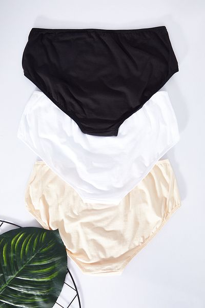 Trendyol Curve Große Größe 3er-Pack bunte Höschen aus 100 % Baumwolle - Tbbaw25Cm00003