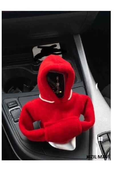 KIZIL MAVİ Kırmızı Vites Topuz Süsü Hoodie Kapşonlu Araba Vites Poları Araç V...