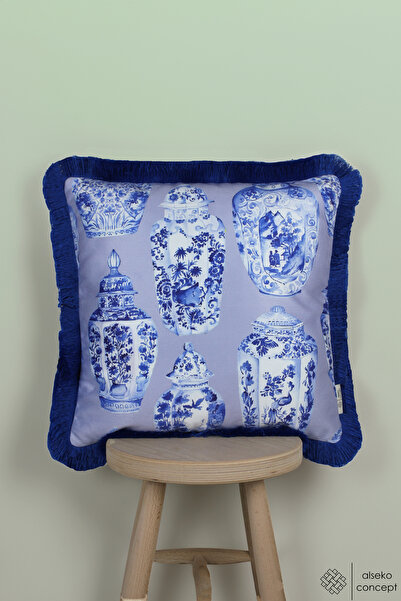 Alseko Concept 43x43cm fundal liliac mat și vază de faianță cu model Saks cu ...