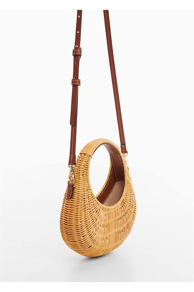MANGO Woman Rattan táska dupla fogantyúval