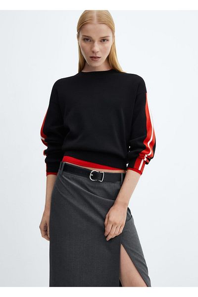 MANGO Woman Cotton Linen Round Collar Knitwear Sweater