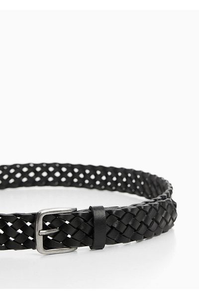 MANGO Man Lederarmband mit Zopfmuster