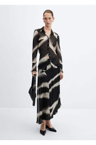 MANGO Woman Patterned asymmetrical skirt