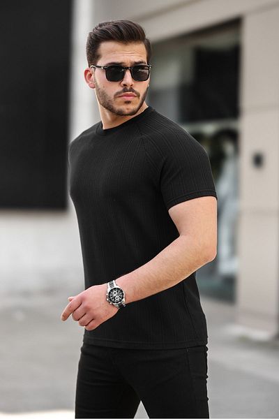 comstar Ανδρικό καλοκαιρινό μπλουζάκι με ρίγες Crew Neck Basic μαύρο