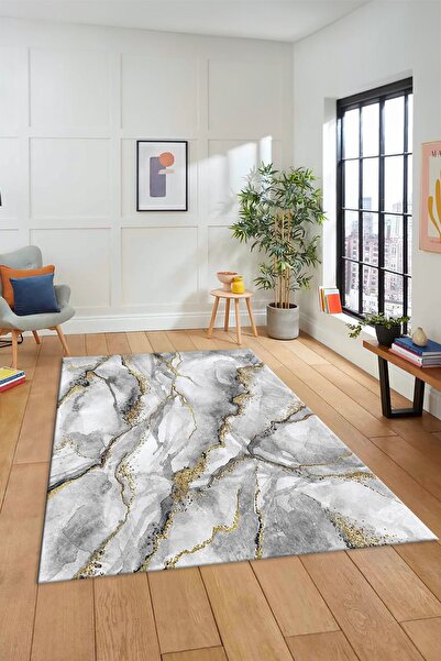EY HOME Digital Printed Non-Slip Base Washable Marble Pattern Three-Piece Bed...
