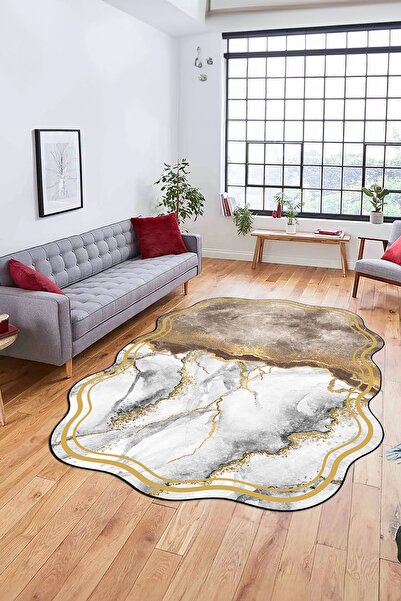 EY HOME Ψηφιακό χαλί σαλονιού με τύπωμα με αντιολισθητική βάση, πλενόμενο με μαρμάρινο σχέδιο, κομμένο με λέιζερ