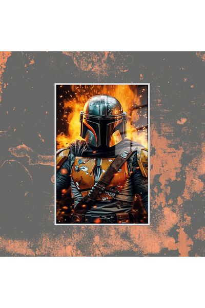 GAAGART Cadru metalic din sticlă temperată Tablo Personaj film Mandalorian