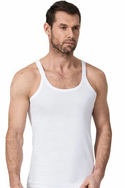 Namaldı White 122 Full Cotton Ribbed Men's Tank Top - Thin Straps
