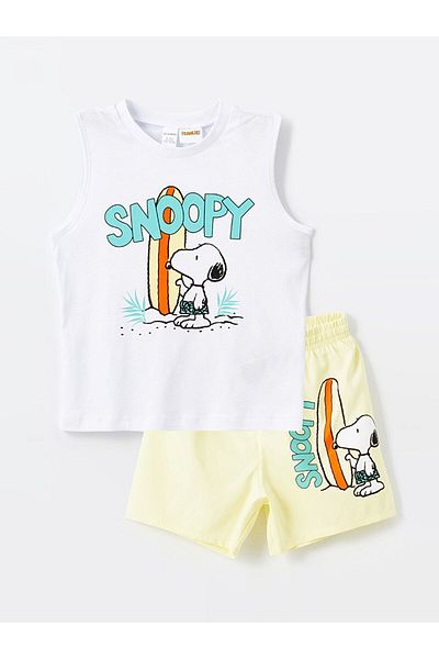 LC Waikiki Snoopy Print Crew nyakú alsóing és úszónadrág kisfiúknak - 2 db-os készlet