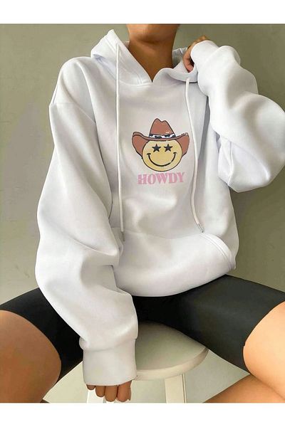 NOFLEN Unisex Howdy εμπριμέ oversize βαμβακερό φούτερ