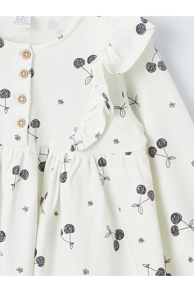 LC Waikiki Patterned Long Sleeve Crew Neck Baby Girl Dress