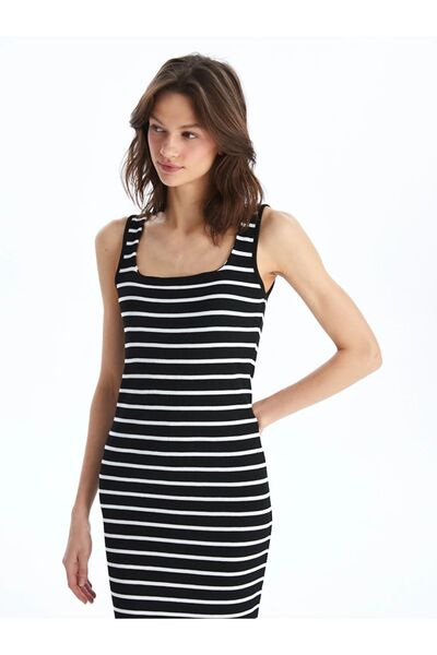 LC Waikiki LCW Vision U Collar Striped Women's Dress