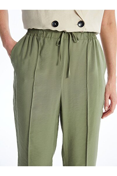 LC Waikiki Rovné mušelínové dámské kalhoty s elastickým pasem