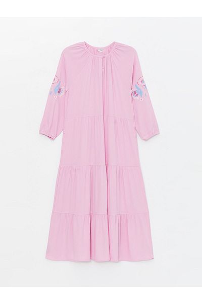 LC Waikiki Bedrucktes Mädchenkleid mit Rundhalsausschnitt