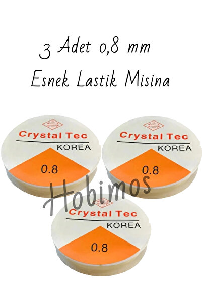 Hobimos 3 Adet Şeffaf Lastikli 0,8 Mm Silikon Misina- Elişi Takı Aksesuar Esn...