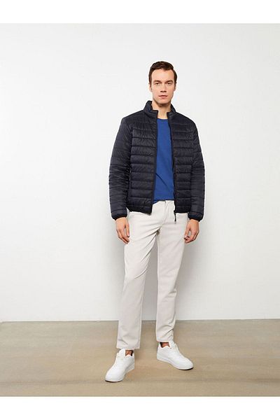 LC Waikiki Men's Puffer Jacket - Standard Fit, Stand Collar