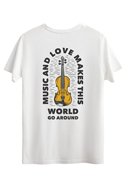 Bellance Tricou slim cu imprimeu vioara Tricou cu decolteu alb