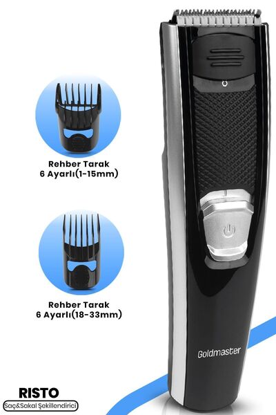 GOLDMASTER Risto Güçlü Motor Ayarlanabilir Hızlı Şarjlı Saç ve Sakal Şekillendirme Makinesi