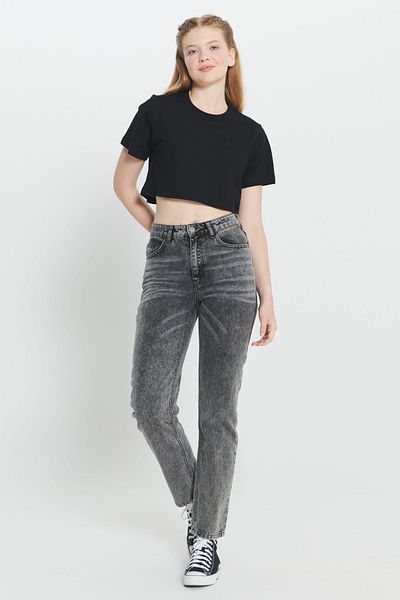 AC&Co / Altınyıldız Classics Tricou negru cu decolteu 100% bumbac - Femei - Standard Fit