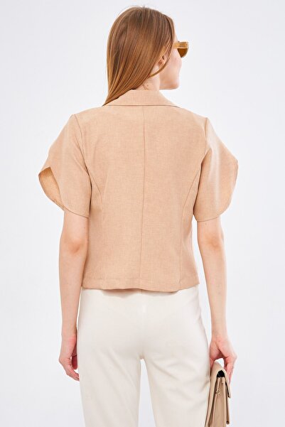 armonika Women's Minkkosiokto Jacket Sleeve Slit Detailed Crop Short Sleeve ARM-24Y001048