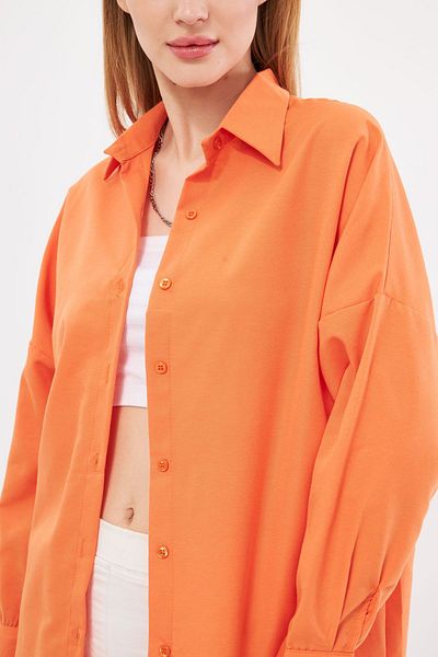 armonika Orangefarbenes, langes Basic-Hemd für Damen ARM-22Y001118
