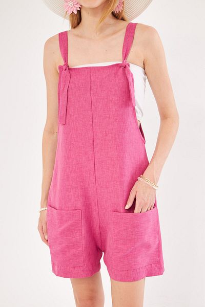 armonika Women's Mini Jumpsuit with Binding Detail and Pockets - Purple Strap ARM-24Y001077