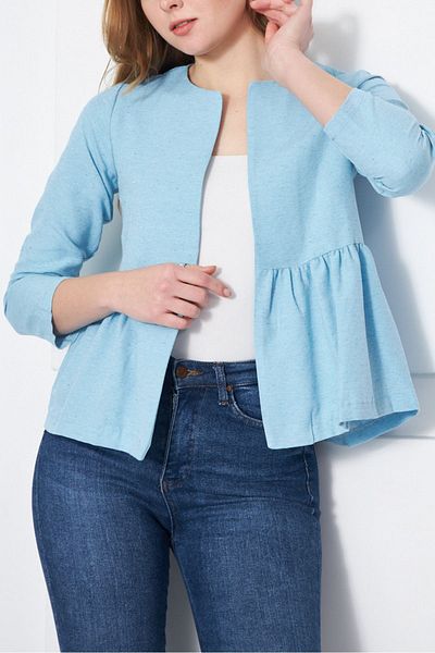 armonika Women's Baby Blue Waist Drawstring Jacket ARM-22Y001034
