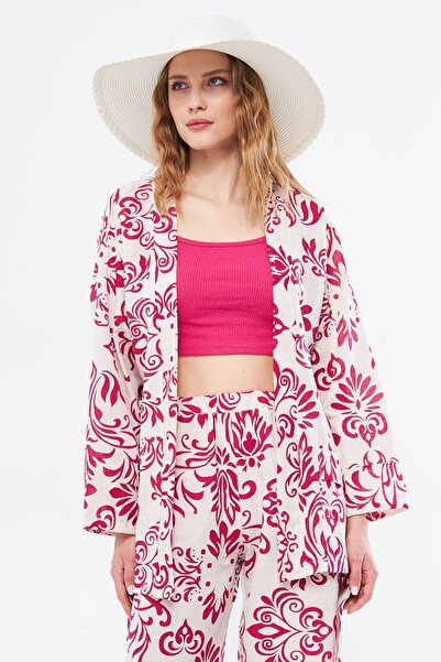 armonika Γυναικεία φούξια Dio Kimono με Ζώνη Τσέπη Λεπτομερή εμφάνιση ARM-24Y...