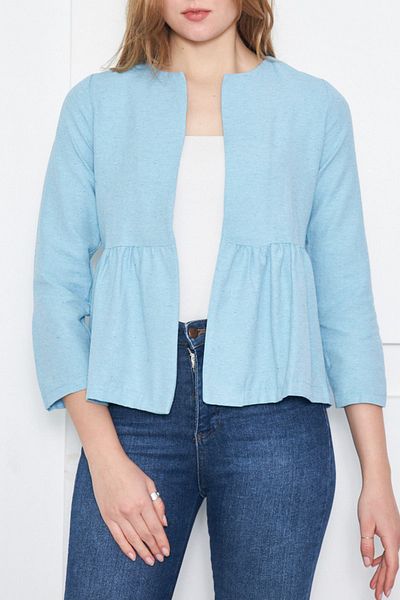 armonika Women's Baby Blue Waist Drawstring Jacket ARM-22Y001034