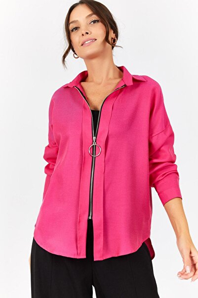 armonika قميص كاجوال نسائي فوشيا بسحاب أمامي ARM-21K024090