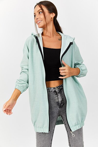 armonika Γυναικεία κουκούλα με φερμουάρ μέντας ARM-21K024030