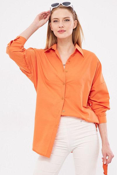 armonika Orangefarbenes, langes Basic-Hemd für Damen ARM-22Y001118