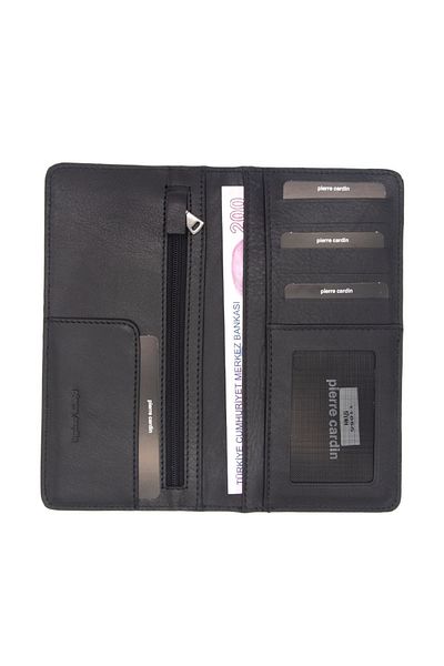 Pierre Cardin Men's Leather Wallet - Black Knitted Pattern, Model 11055s1g