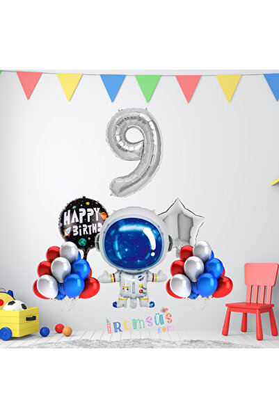 mypartyready 9 Yaş Doğum Günü Uzay Konsept Folyo Balon Süsleme Seti Uzay Tema...