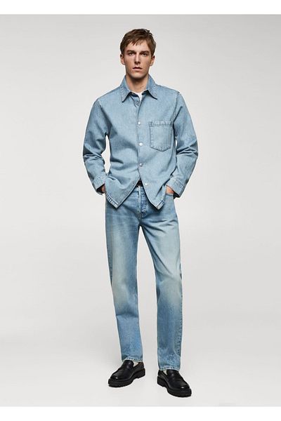 MANGO Man Denim Shirt Jacket with Pockets